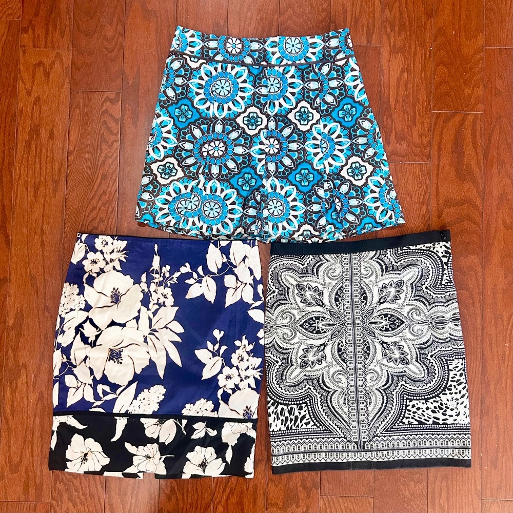 3 Skirts Ann Taylor White House Rafaella Geometric Pattern Floral Size Large